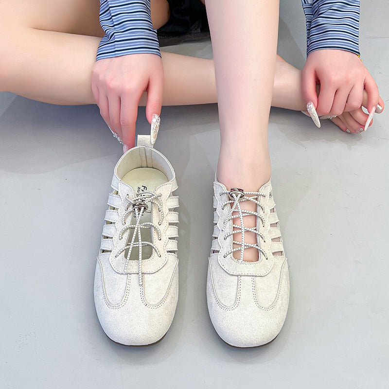 Sarah Express Breathable Hollow Lace-Up Platform Flats