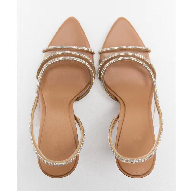 Sarah Express Pointed Toe Rhinestone Slingback Heels