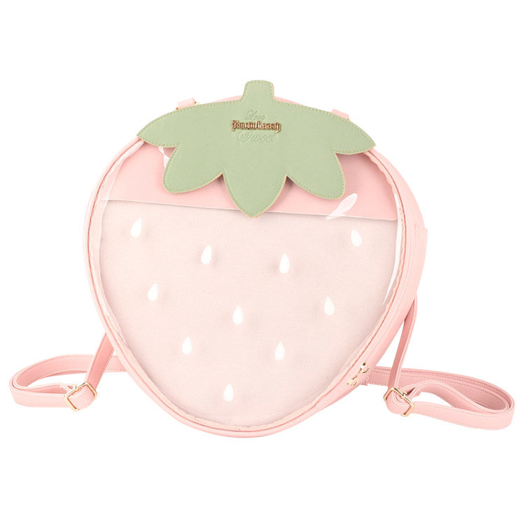 Sarah Express Strawberry Print Transparent Shoulder Tote Bag