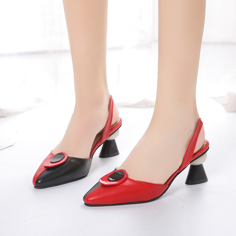 Sarah Express Chunky Heel Openwork Buckle Sandals