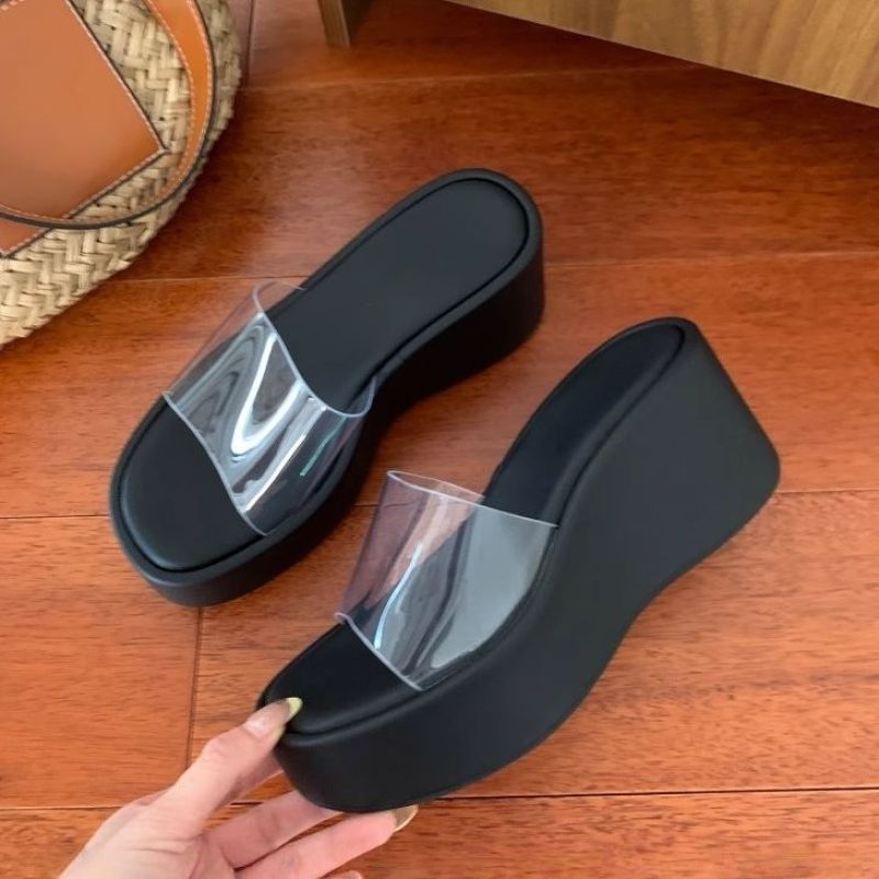 Sarah Express Clear Strap Wedge Sandals