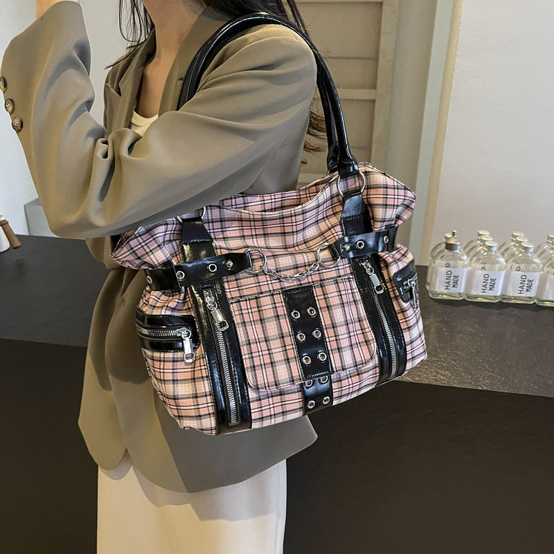 Sarah Express Plaid Crossbody Bag with Rivet Details