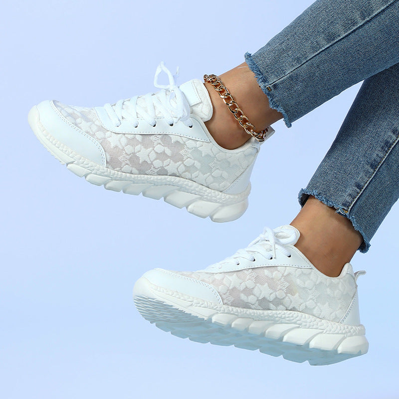 Sarah Express Women's Breathable Lace-Up Casual Sneakers