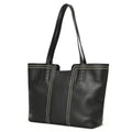 Sarah Express Soft Genuine Leather Patchwork Tote Bag Black 33.5x13x29cm