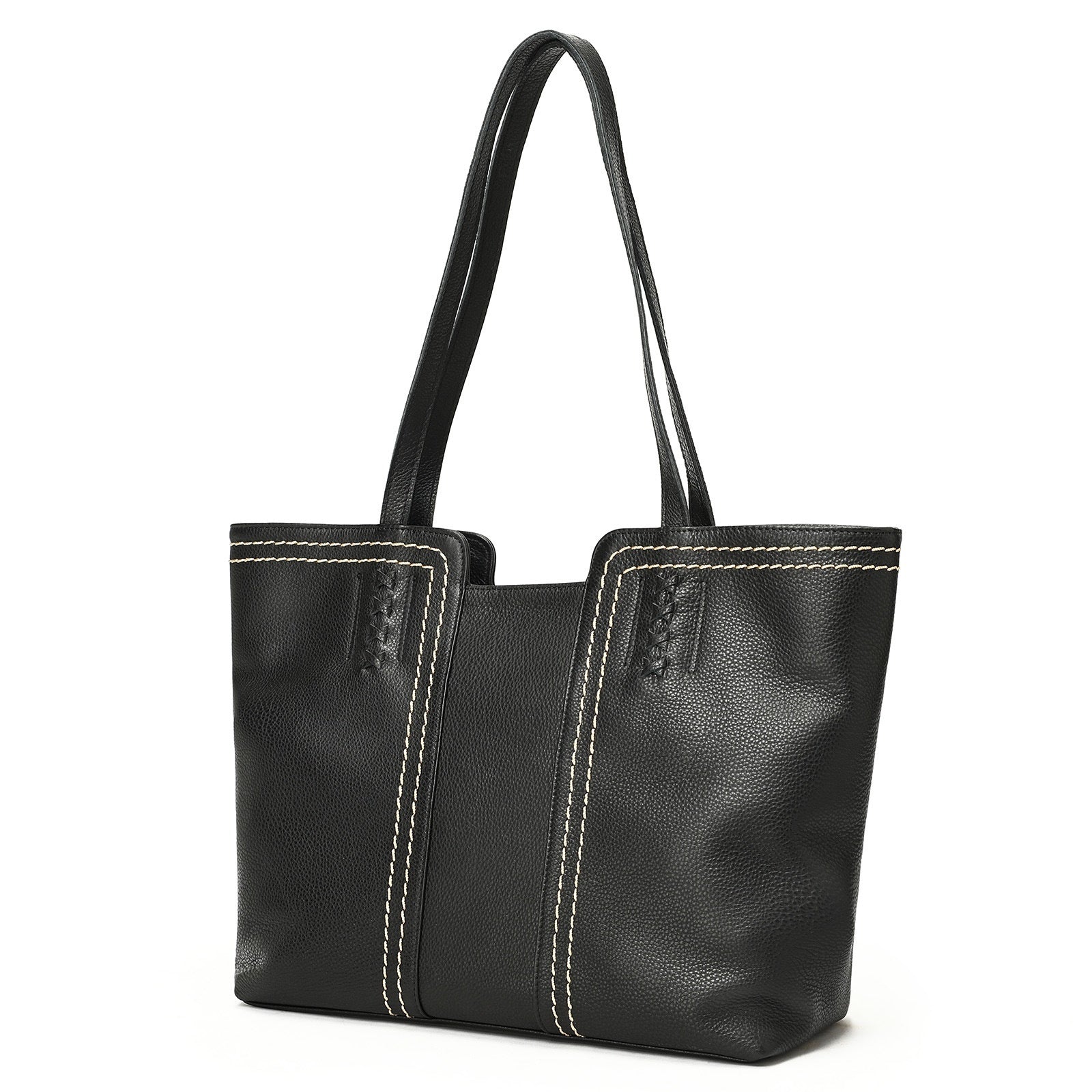 Sarah Express Soft Genuine Leather Patchwork Tote Bag Black 33.5x13x29cm