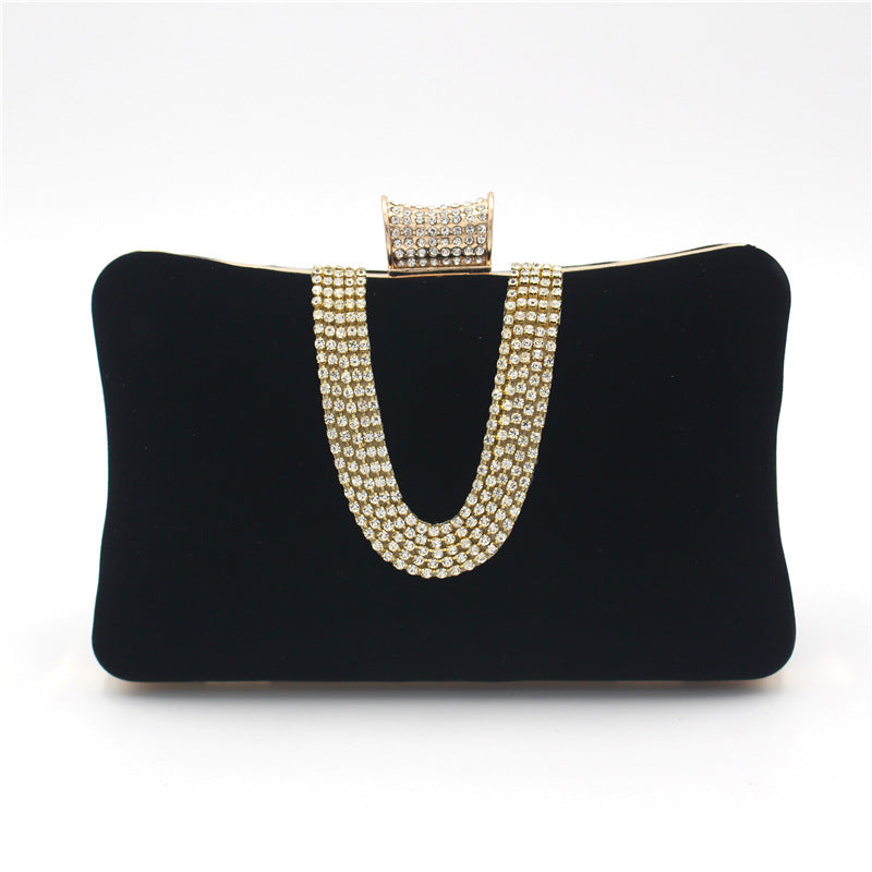 Sarah Express Velvet Diamond Embellished Evening Clutch Bag Black 20cm6cm12cm