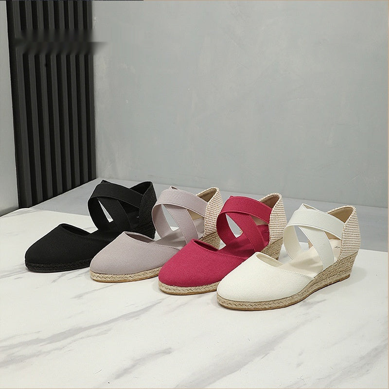 Sarah Express Women's Canvas Wedge Sneakers Slip-On