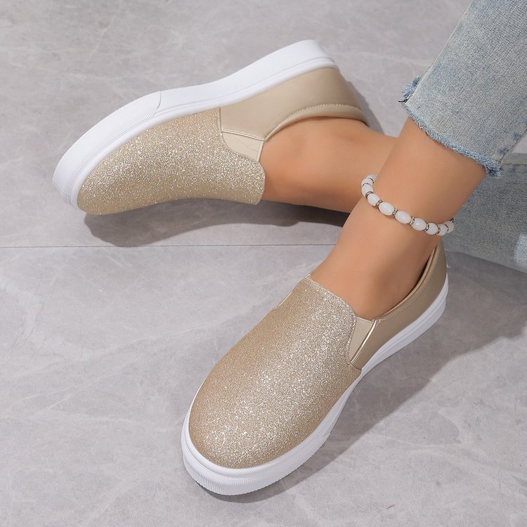 Sarah Express Sequined Round Toe Slip On Sneakers