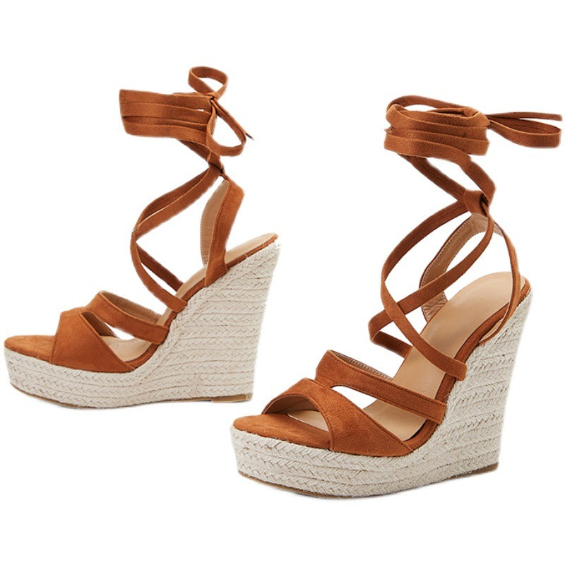 Sarah Express Women's Strappy Foam Platform Wedge Sandals