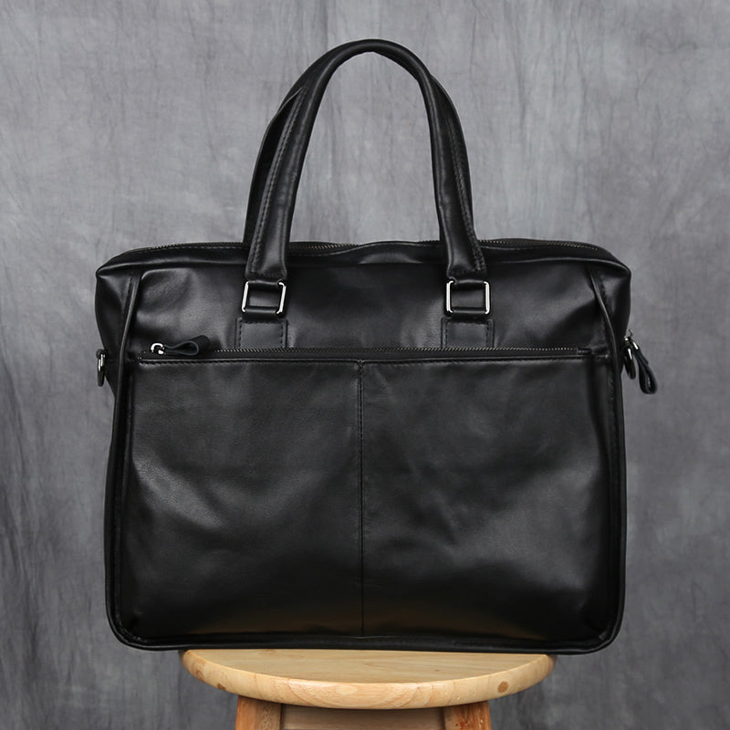 Sarah Express Structured Leather Laptop Briefcase