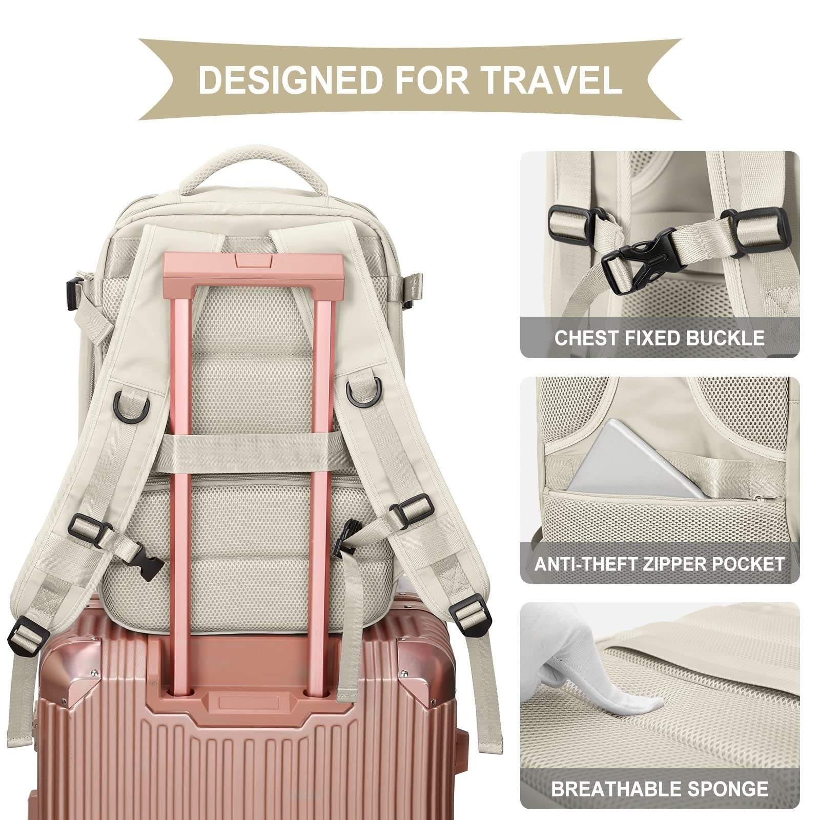 Sarah Express Large Capacity Travel Backpack with Shoe Compartment