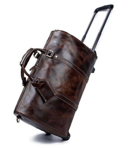 Sarah Express Large Capacity Cowhide Trolley Travel Bag