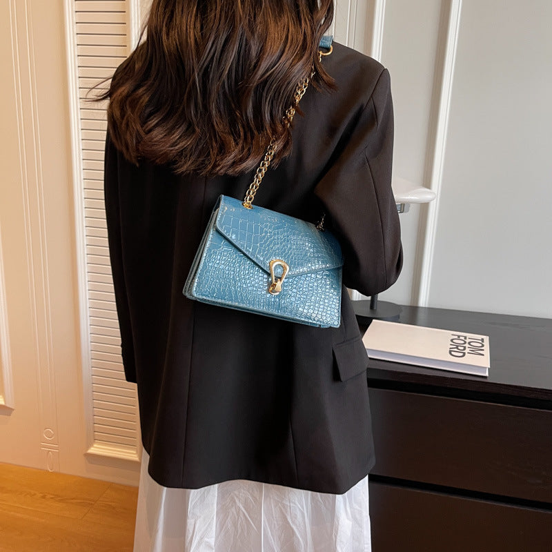 Sarah Express Crocodile-Print Chain Crossbody Bag