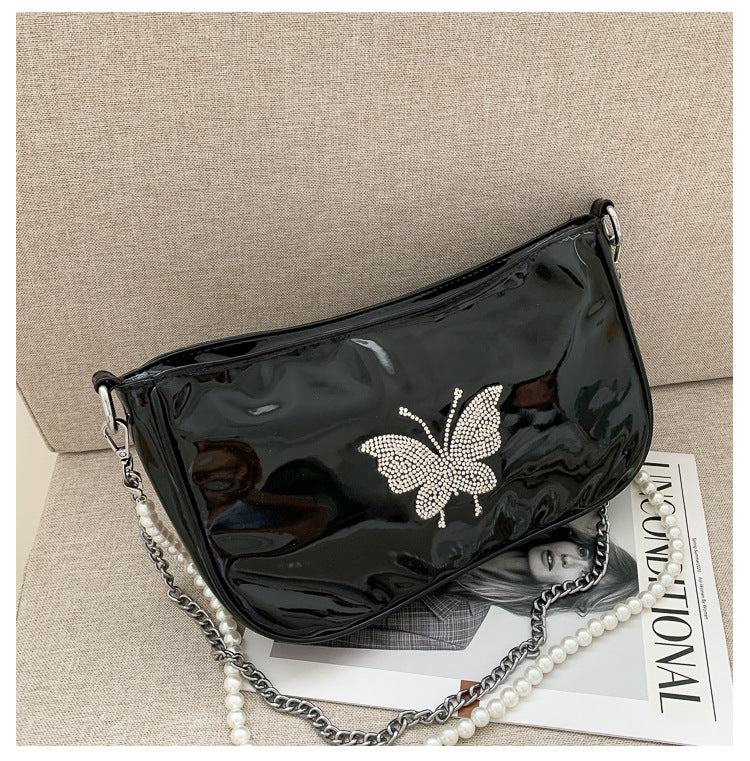 Sarah Express Retro Rhinestone Dumpling Crossbody Bag Black