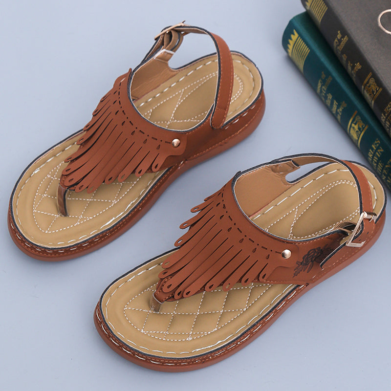 Sarah Express Women's Roman Cutout Wedge Beach Sandals Brown