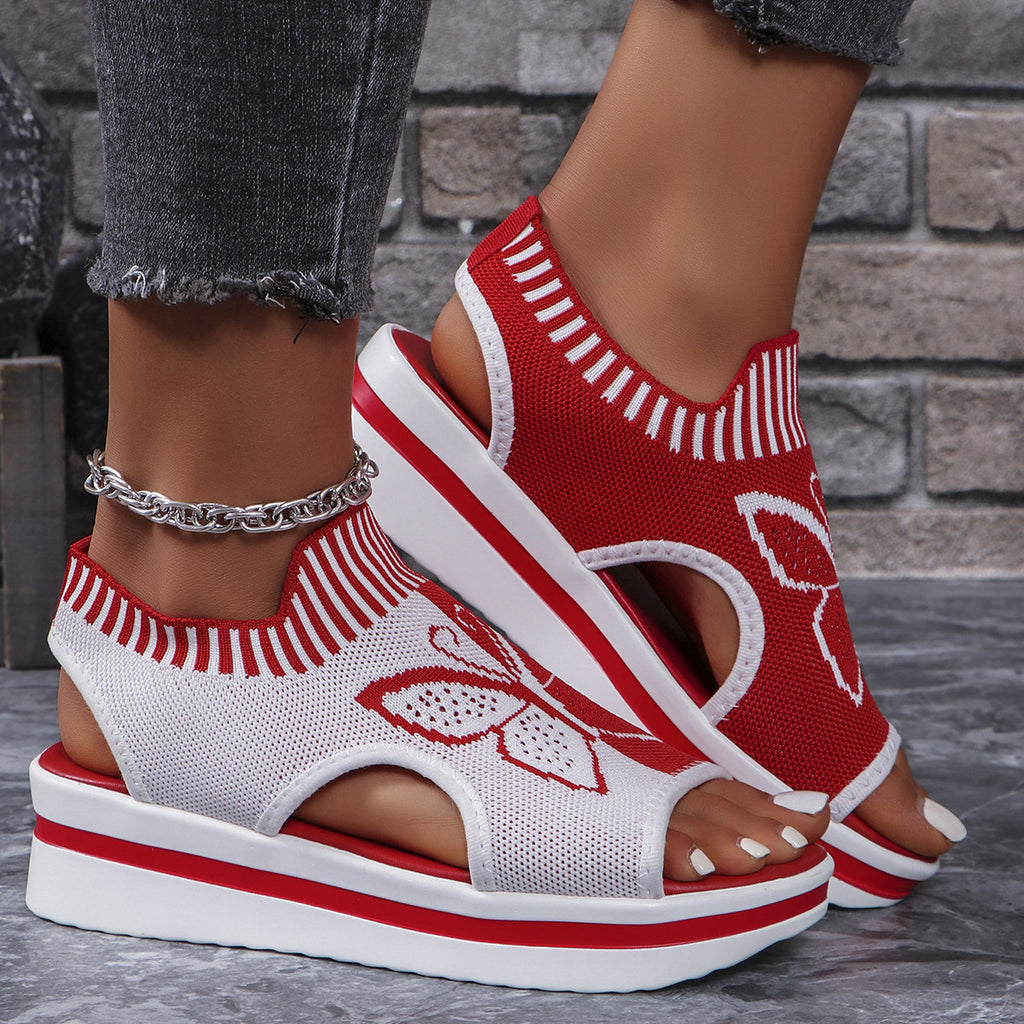Sarah Express Butterfly Print Breathable Platform Sandals