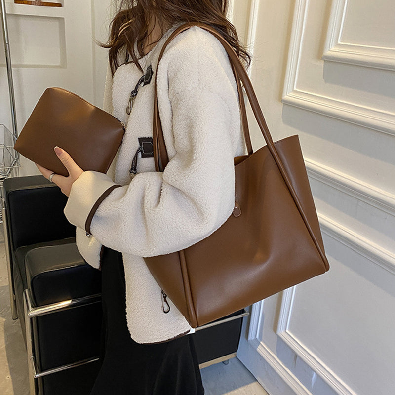 Sarah Express Solid Color Tote Bag With Wallet