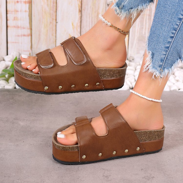 Sarah Express Women's Platform Sandals with Rivet Details