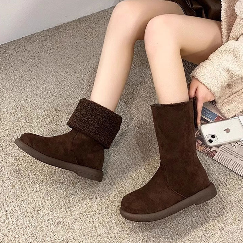 Sarah Express Warm Cotton Lined Mid-Calf Slip-On Boots