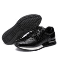 Sarah Express Men's Retro Crocodile Pattern Lace-Up Sneakers Black