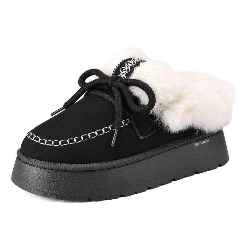 Sarah Express Women's Striped Chunky Heel Wedge Loafers BLACK
