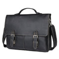 Sarah Express Retro Leather Laptop Business Briefcase Black