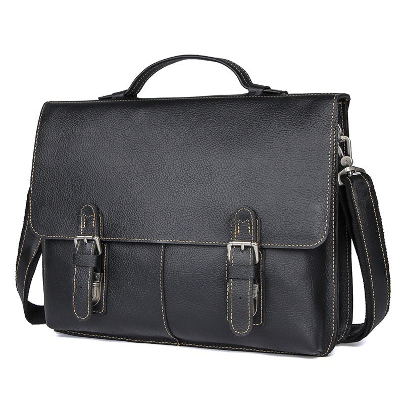 Sarah Express Retro Leather Laptop Business Briefcase Black