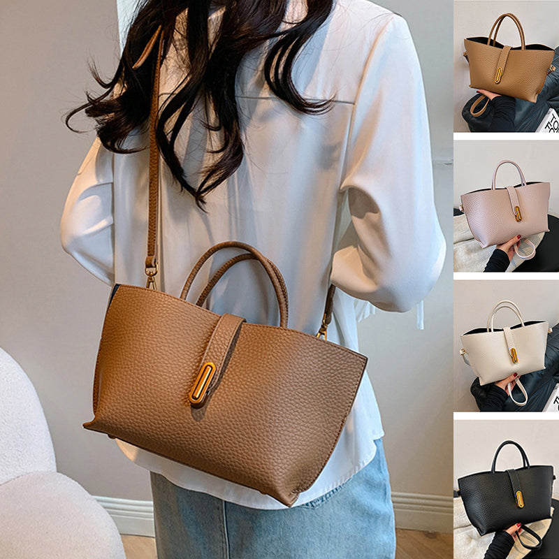 Sarah Express Litchi Pattern Structured Shoulder Bucket Bag