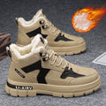 Sarah Express Men's Thickened Velvet Warm Ankle Boots Khaki