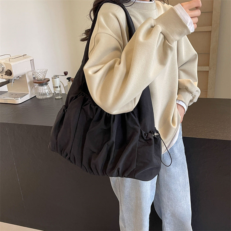 Sarah Express Ruched Canvas Tote Shoulder Bag