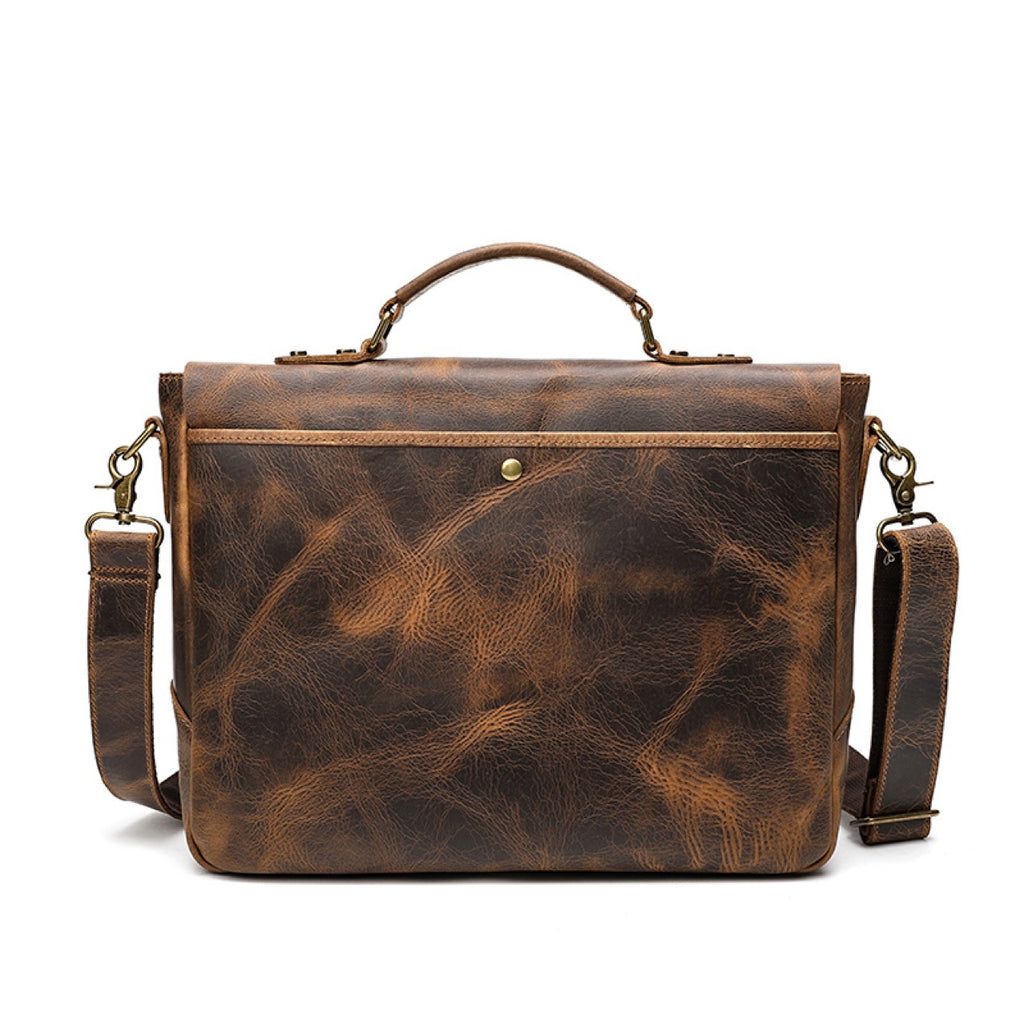 Sarah Express Retro Leather Laptop Briefcase Satchel