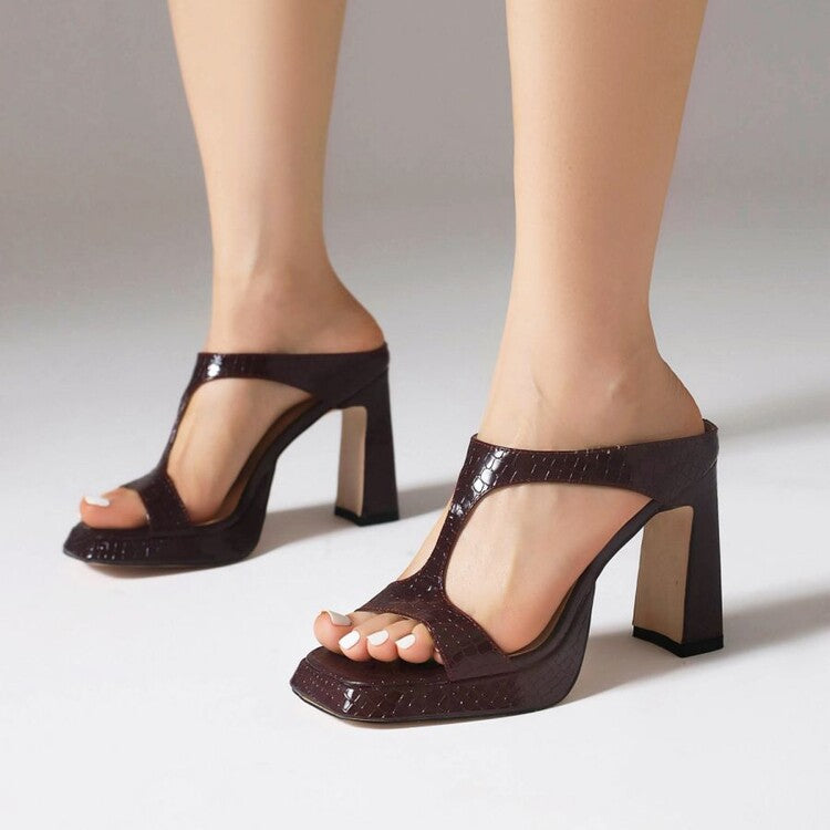 Sarah Express Women's Platform Chunky-Heel Square-Toe Sandals