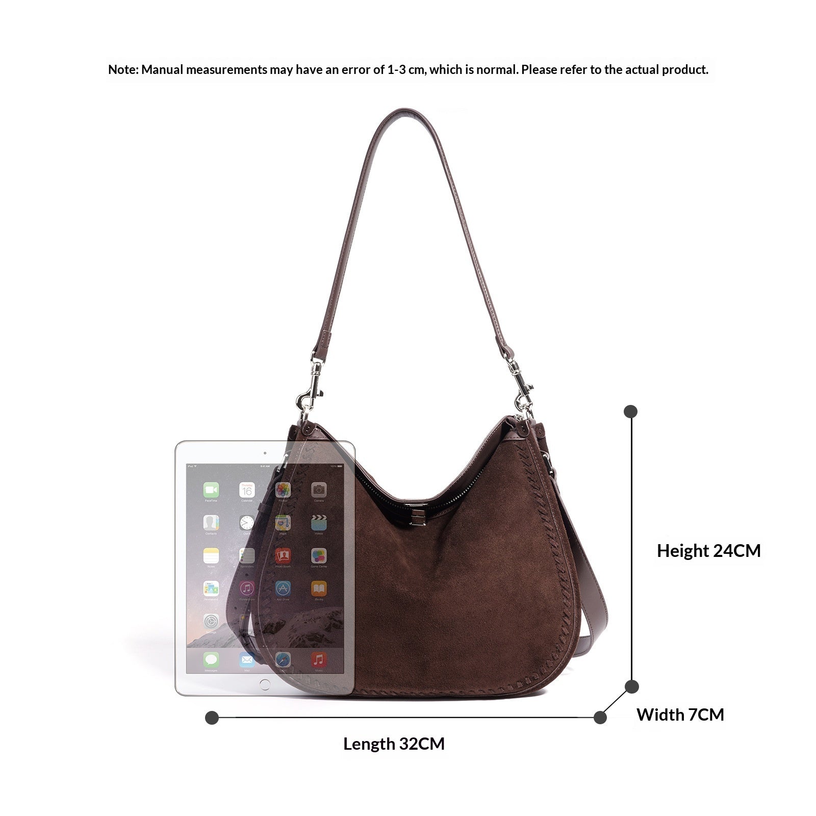 Sarah Express Genuine Suede Leather Cylindrical Crossbody Bag
