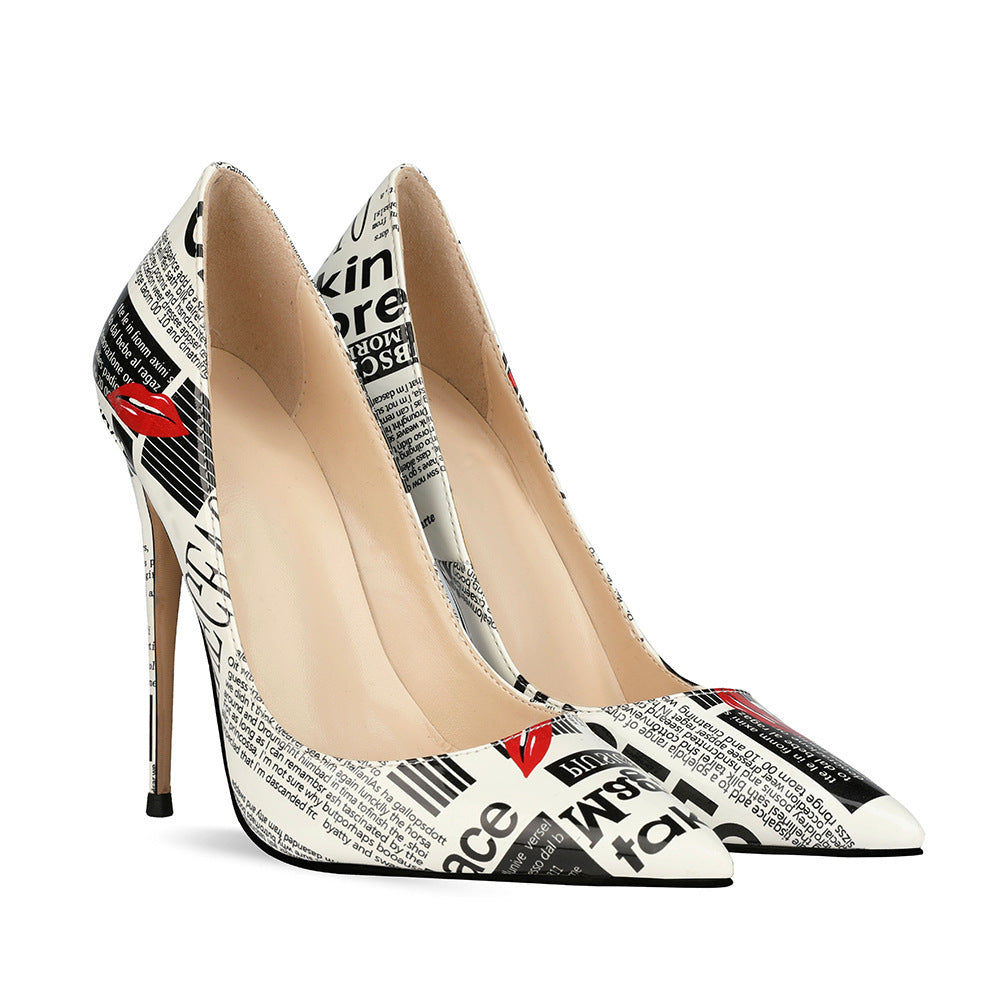 Sarah Express Graffiti Print Pointed Toe Stiletto Heels