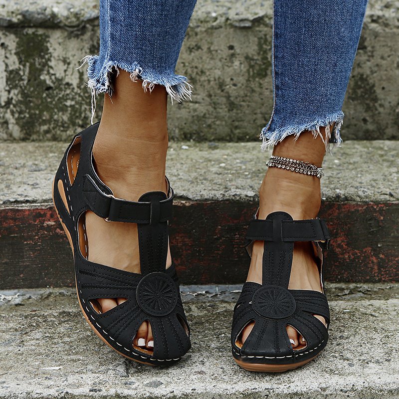 Cutout Round-Toe Velcro Beach Sandals – product detail alternate view 8