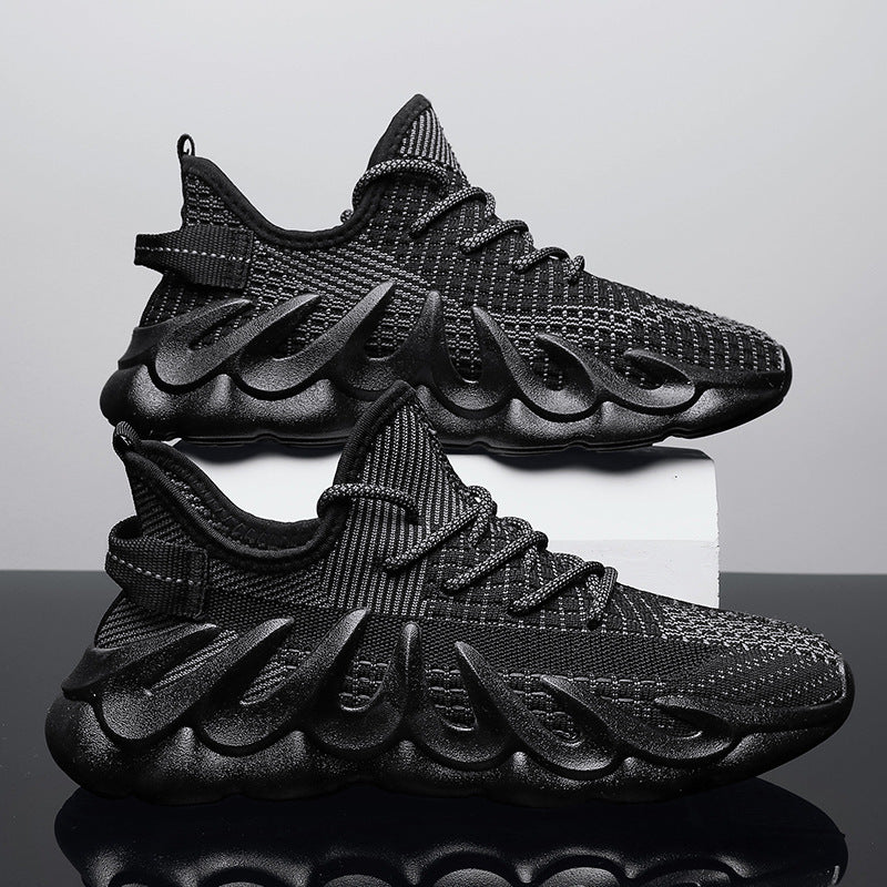 Sarah Express Men's Wave Sole Mesh Fashion Sneakers Black