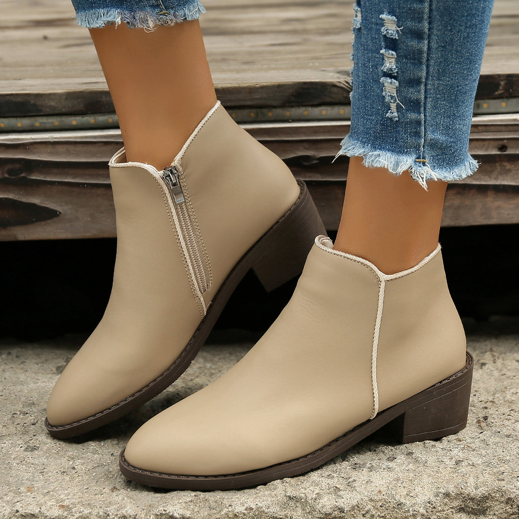 Sarah Express Pointed Toe Side Zipper Ankle Boots
