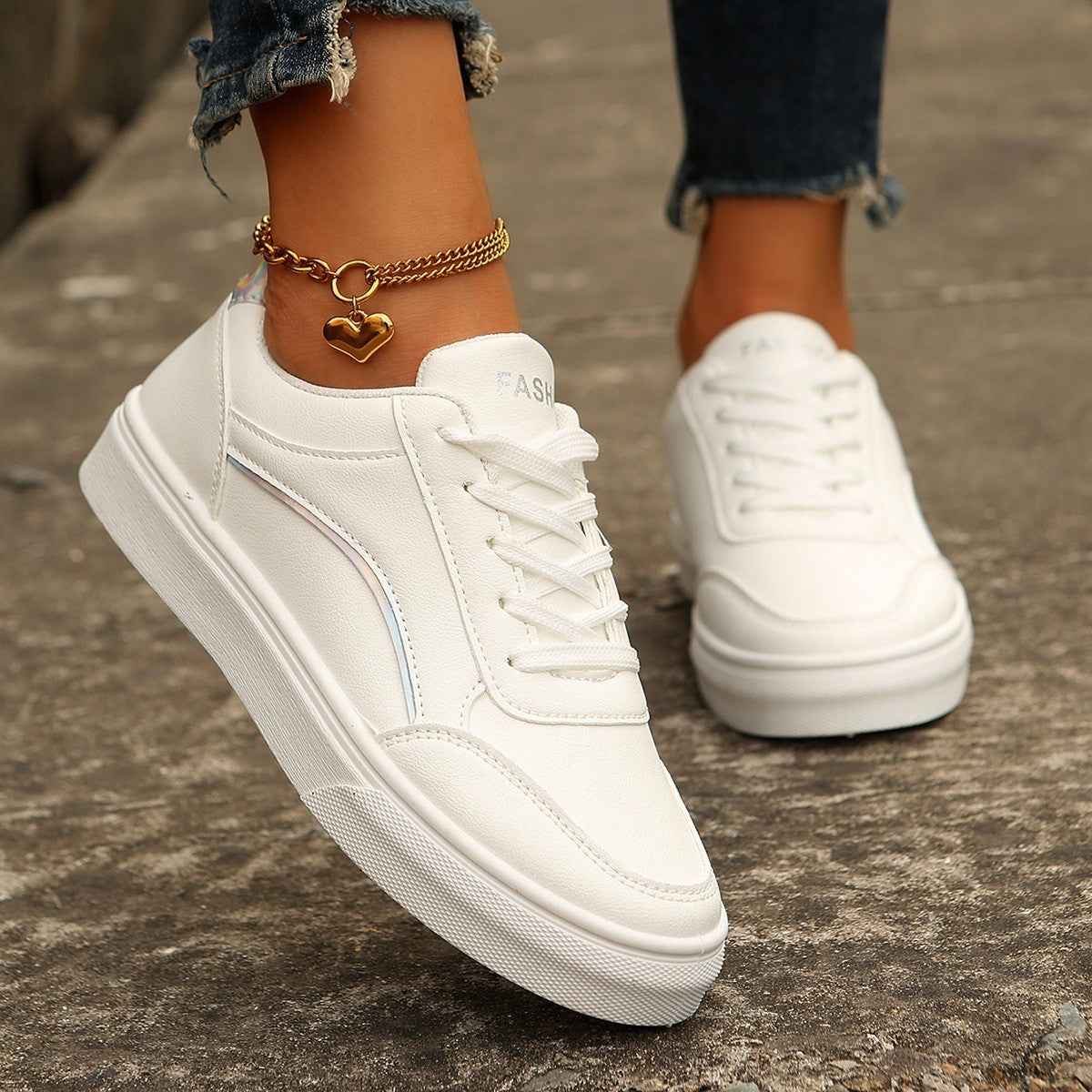 Sarah Express Lace-Up Platform Sneakers Round Toe Flats