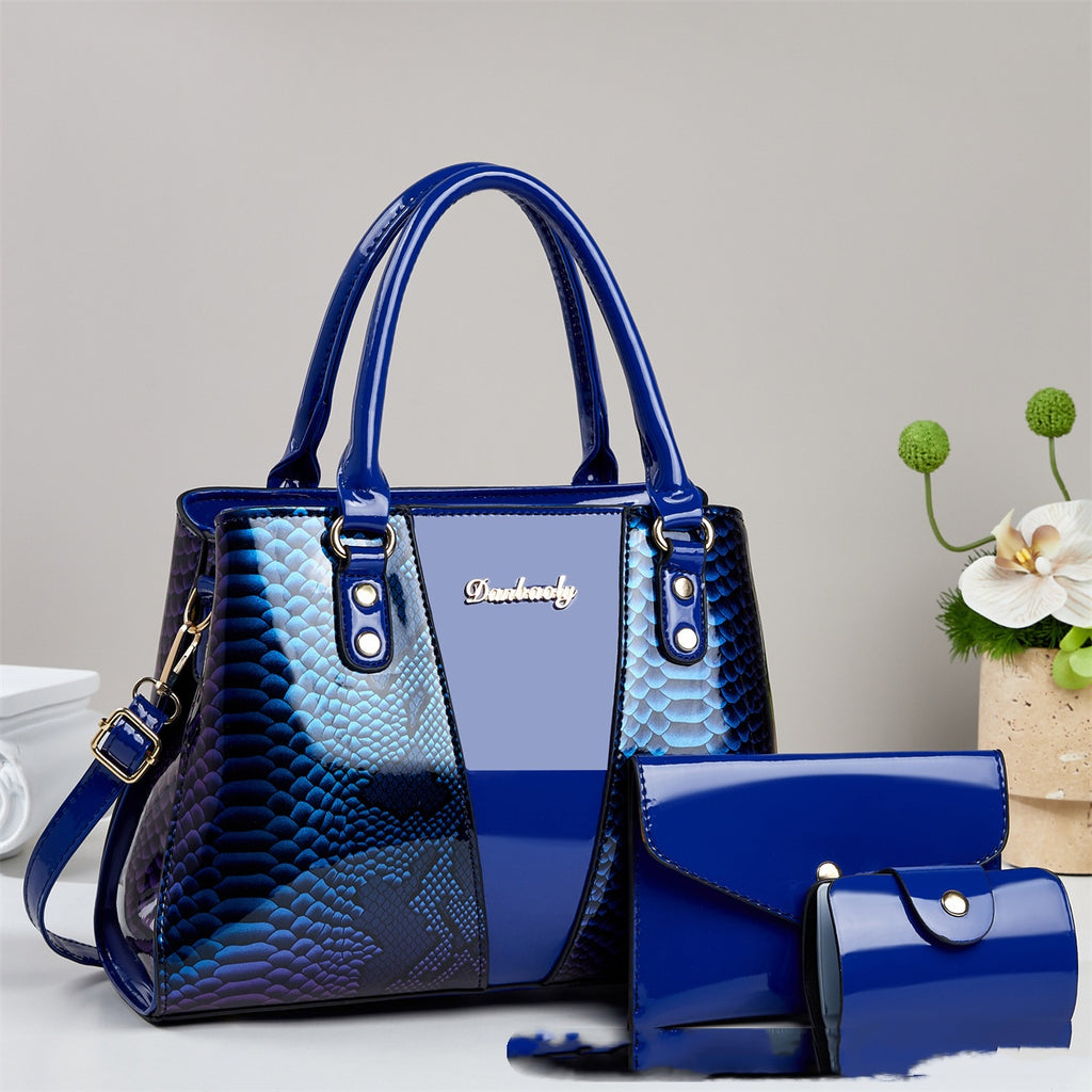 Sarah Express Snakeskin Pattern 3-Piece Tote Handbag Set