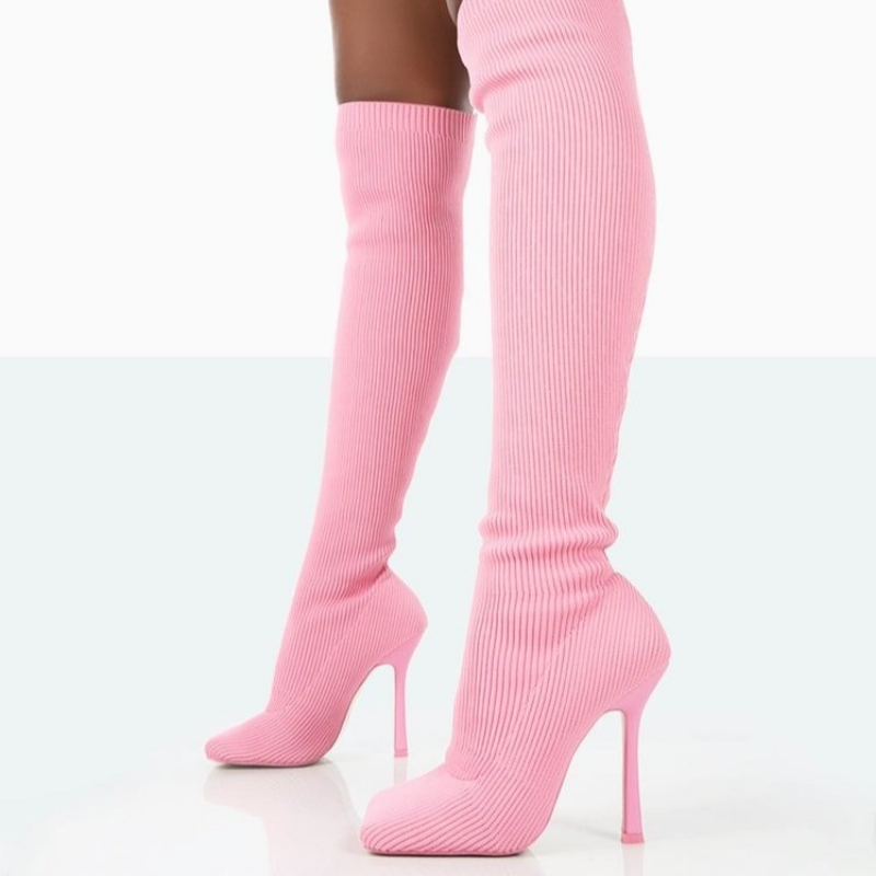 Sarah Express Over The Knee Ribbed Stiletto Boots