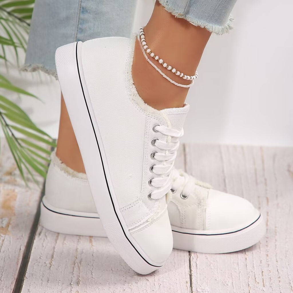 Sarah Express Women's Lace-Up Canvas Casual Sneakers