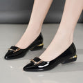 Sarah Express Chunky Heel Pointed Toe Slip-On Pumps Black