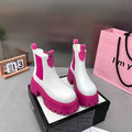 Sarah Express Platform Muffin Sole Ankle Boots Beige