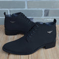Sarah Express Pointed Toe Microfiber Leather Martin Boots Black