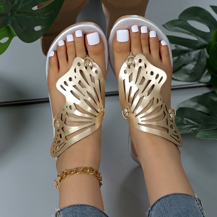 Sarah Express Butterfly Cutout Flat Slide Sandals