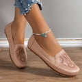 Sarah Express Women's Retro Stitched Flat Loafers Pink