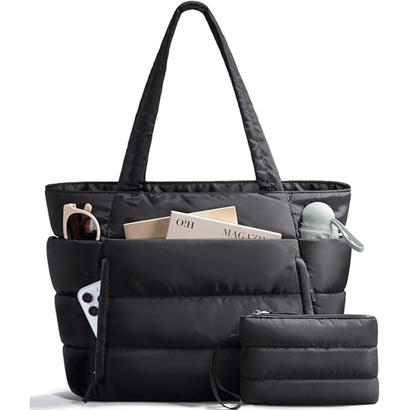 Sarah Express Quilted Tote Bag with Multiple Compartments Black