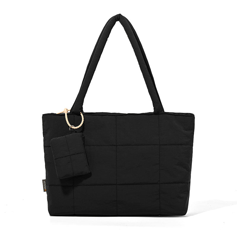 Sarah Express Plaid Patchwork Tote Shoulder Bag Black Free Size