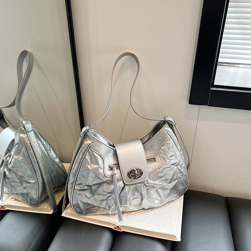 Sarah Express Structured PU Leather Turn-Lock Travel Bag
