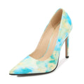 Sarah Express Floral Pointed Toe High Heel Pumps Green